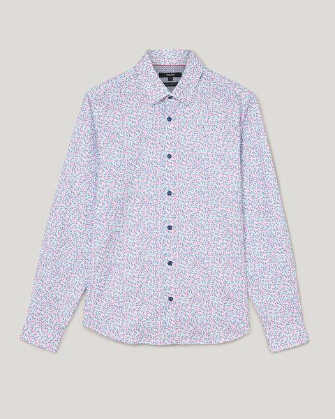 Slim Stretch Floral Long Sleeve Shirt, Blue, hi-res